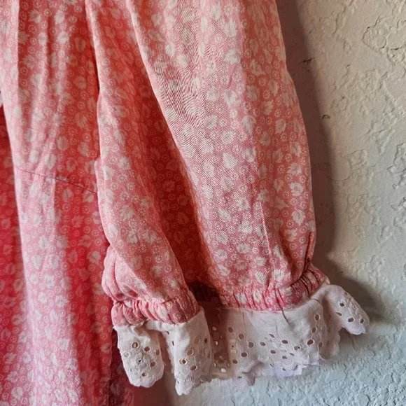 Vintage 30s Pink Cotton Calico Flour Sack Feedsack Depression Day Dress S - Picture 5 of 10